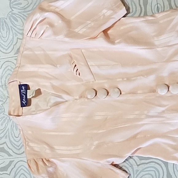 Women Light pink Career Suit Dress APRIL RAIN Pleated big buttons - Picture 2 of 9